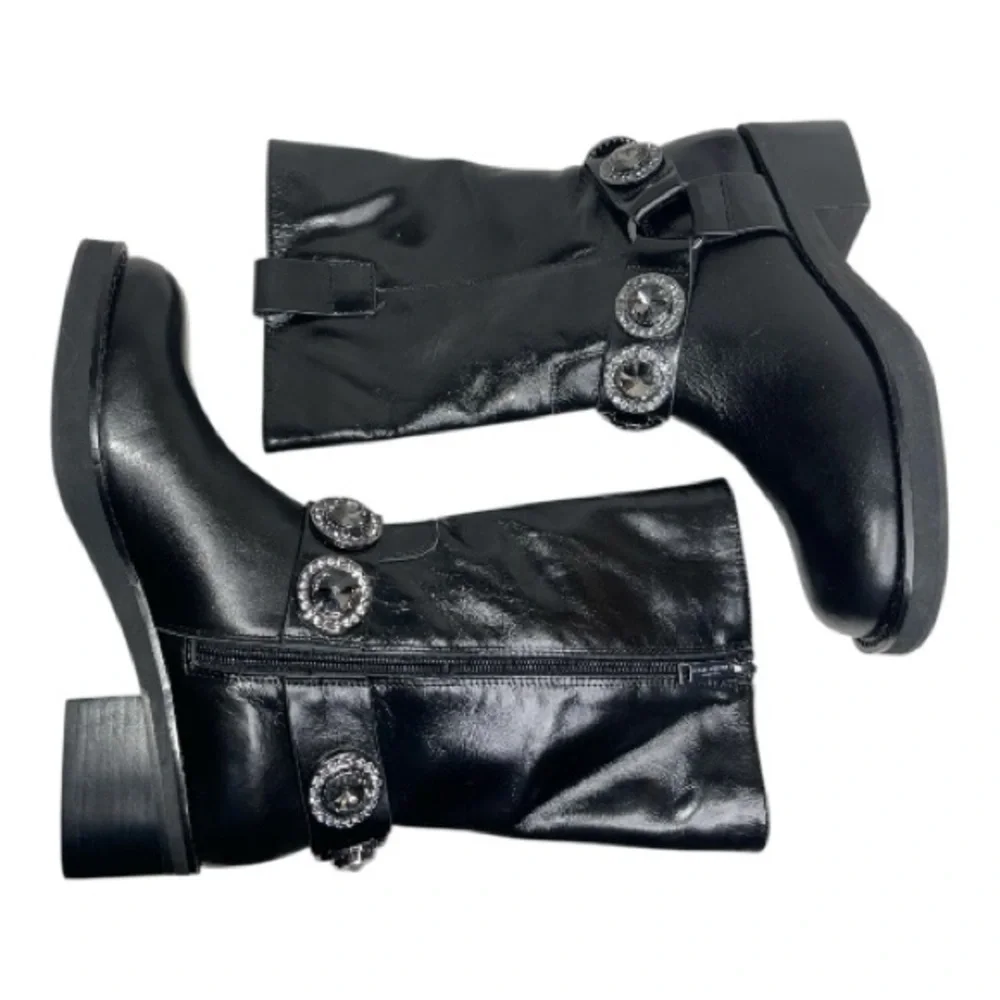 Kurt Geiger London Octavia Harness Black Leather Combat Boots Sz 8/38.5 - Picture 3 of 8